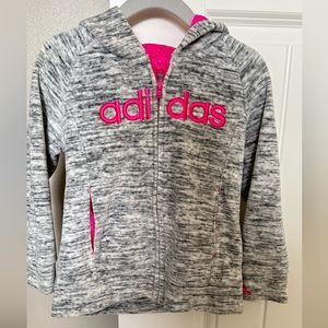 ADIDAS Girls Full Zip Up Hoodie Size 3t Plush Gray / Pink